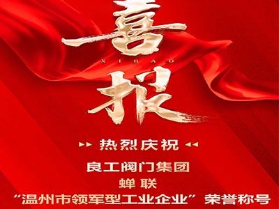 喜訊｜良工閥門集團蟬聯“溫州市領軍型工業企業”榮譽稱號